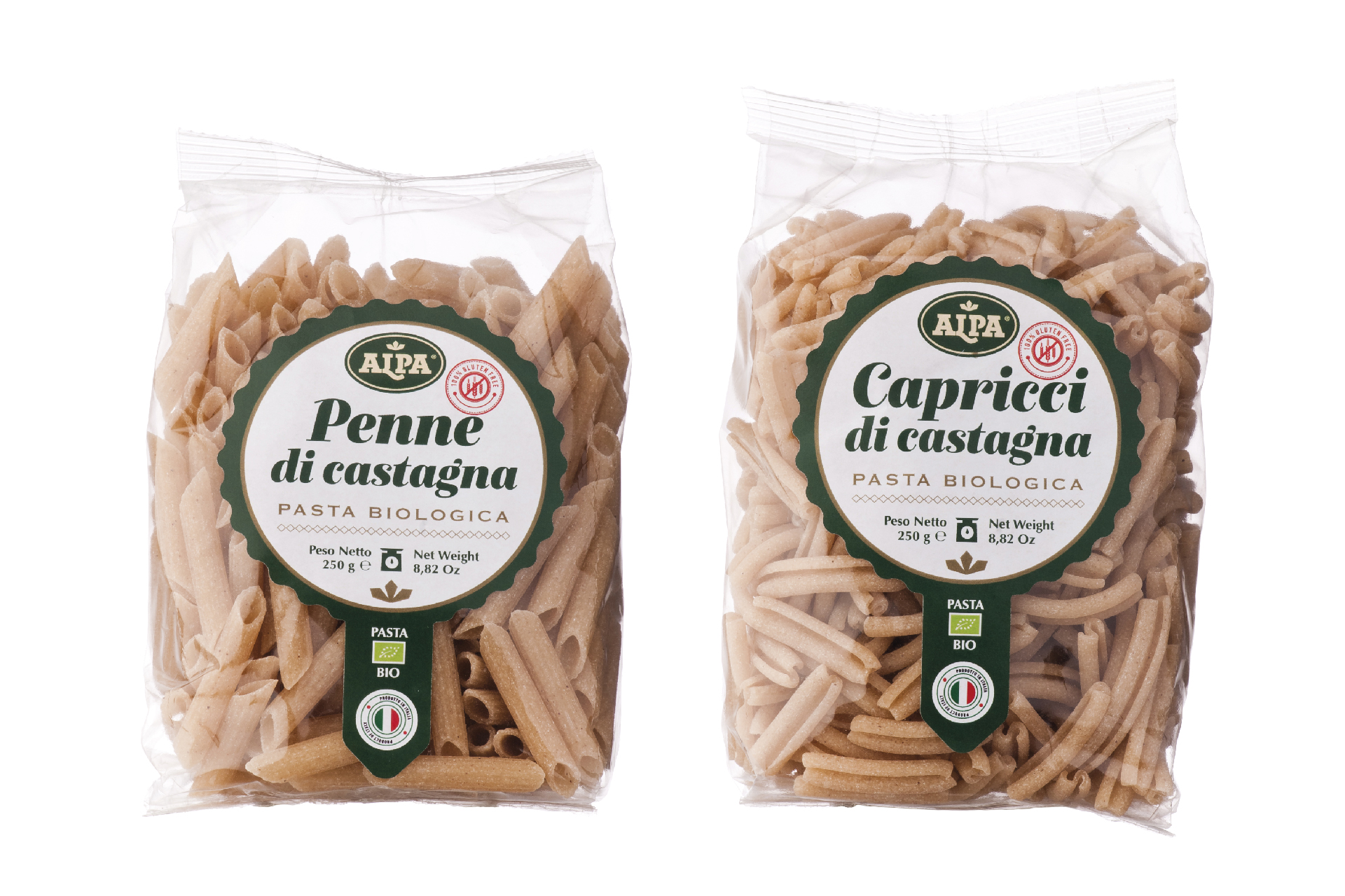 packaging pasta di castagne biologica